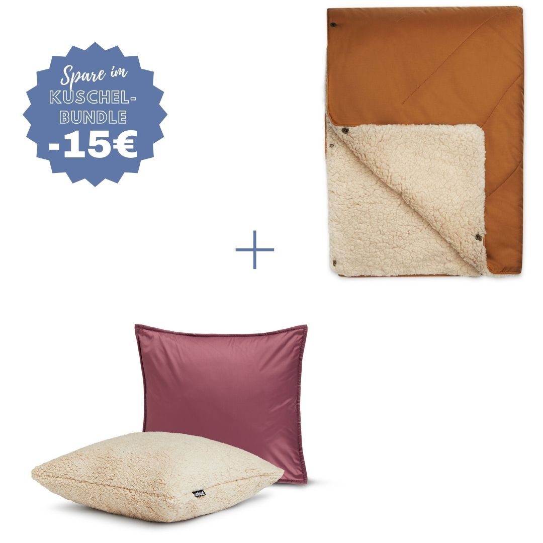 #farbe Kuscheldecke_karamell #farbe Kissenbezug_beere