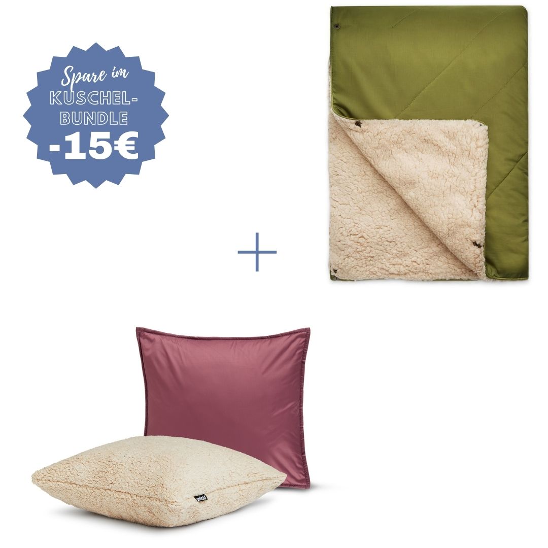#farbe Kuscheldecke_oliv #farbe Kissenbezug_beere