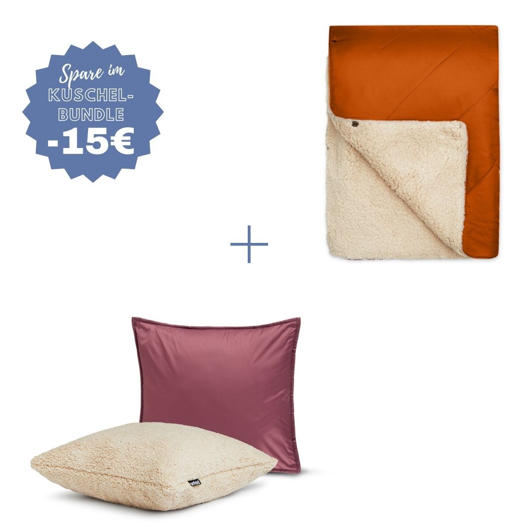 #farbe Kuscheldecke_rost #farbe Kissenbezug_beere