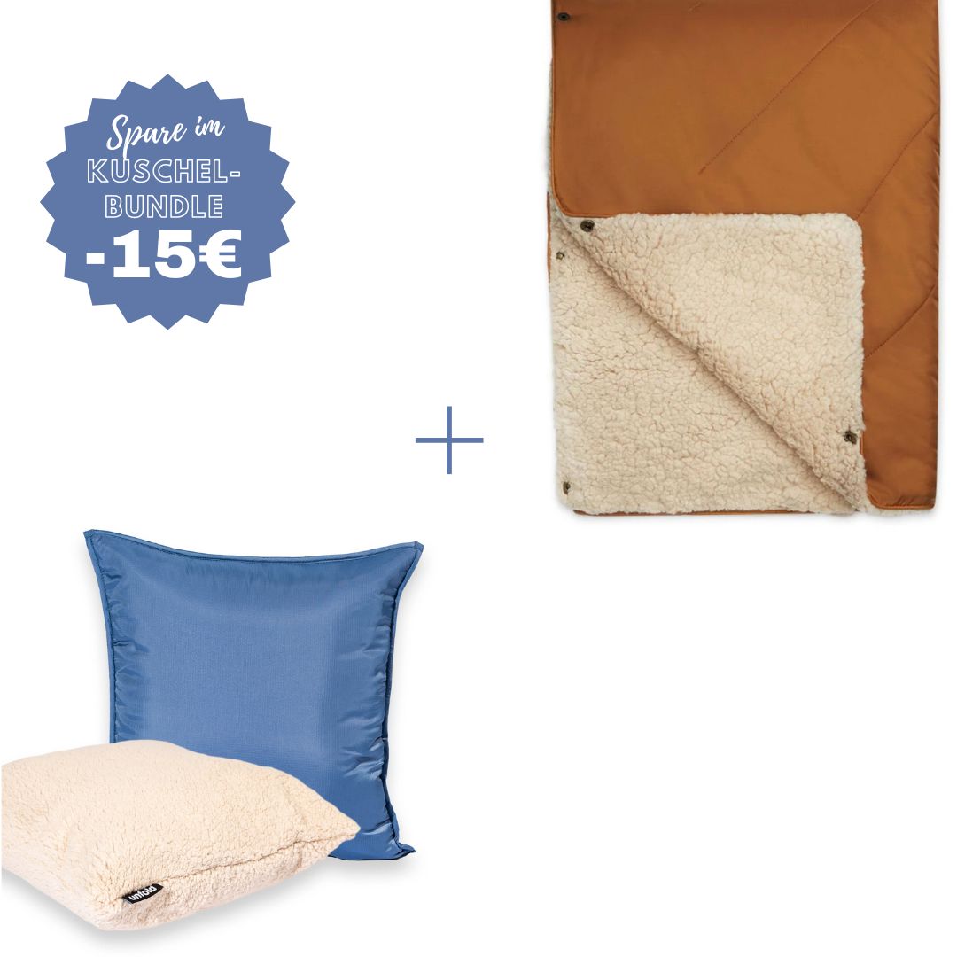 #farbe Kuscheldecke_karamell #farbe Kissenbezug_blau