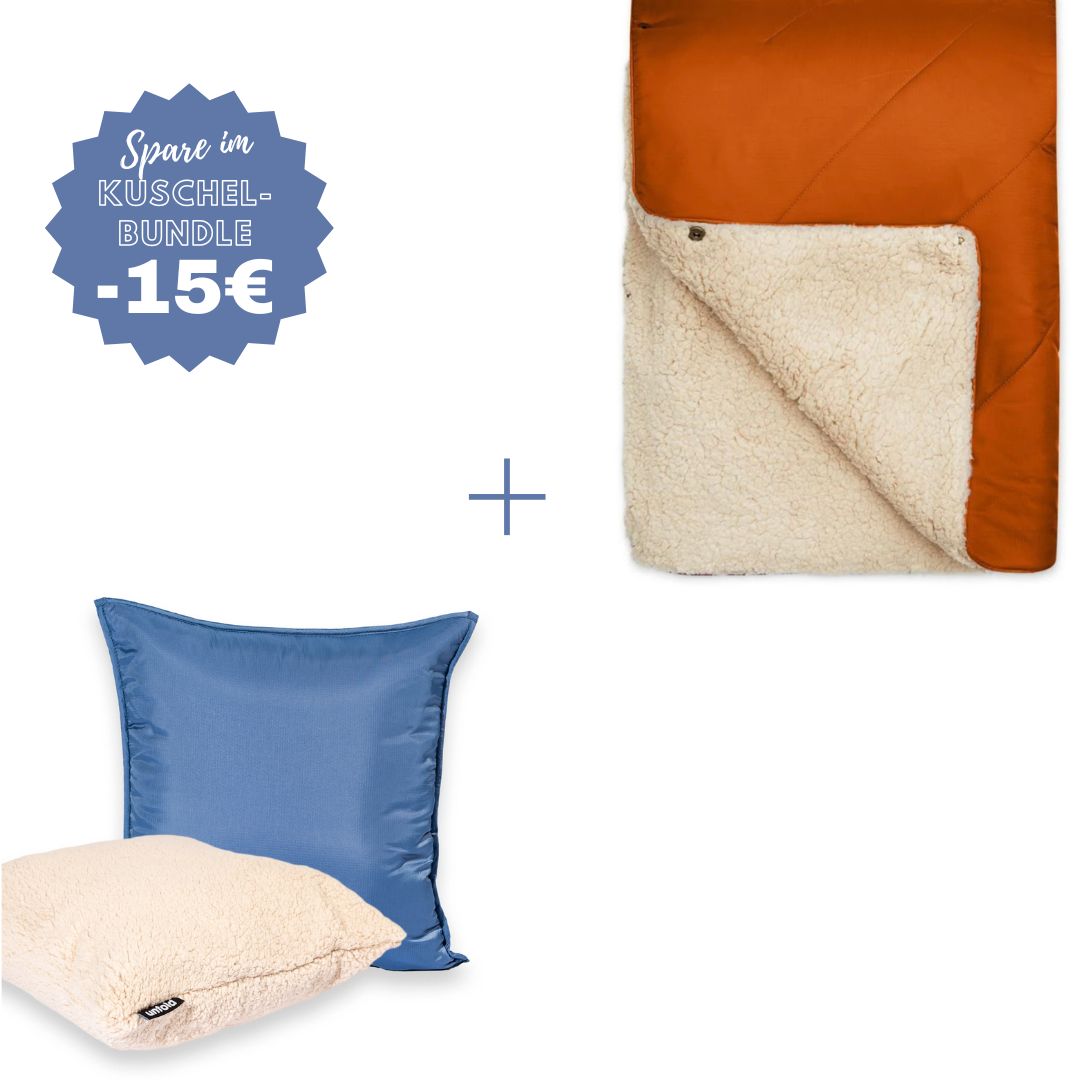 #farbe Kuscheldecke_rost #farbe Kissenbezug_blau