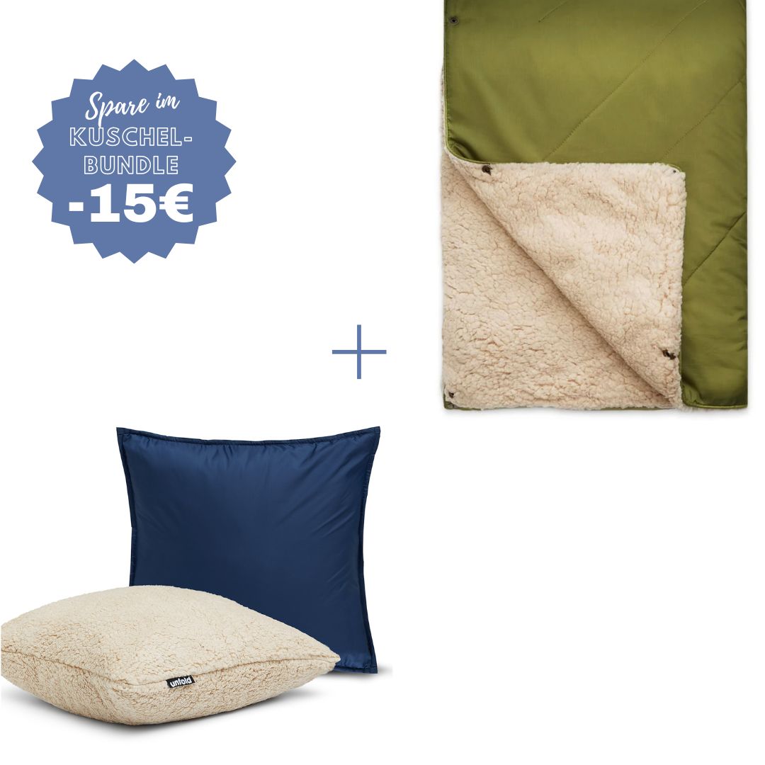 #farbe Kuscheldecke_oliv #farbe Kissenbezug_dunkelblau