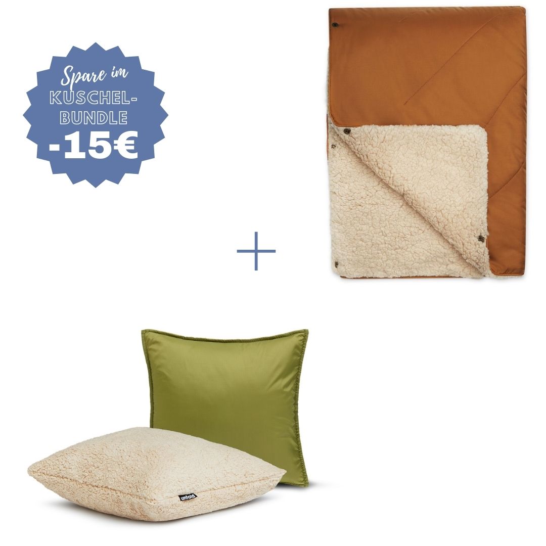 #farbe Kuscheldecke_karamell #farbe Kissenbezug_oliv