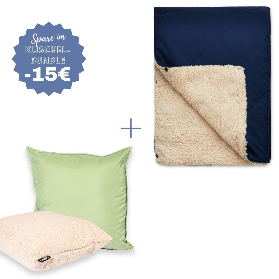 #farbe Kuscheldecke_dunkelblau #farbe Kissenbezug_salbei