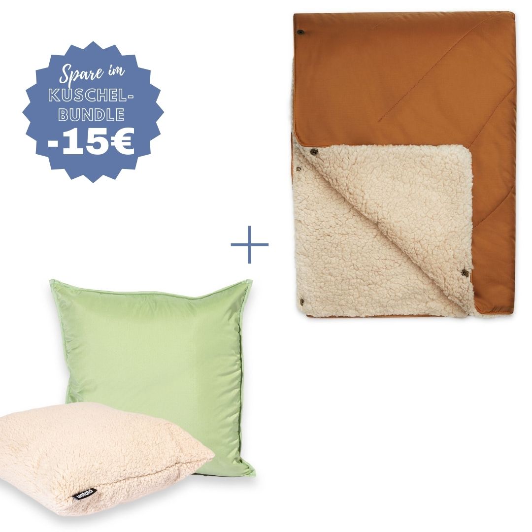 #farbe Kuscheldecke_karamell #farbe Kissenbezug_salbei