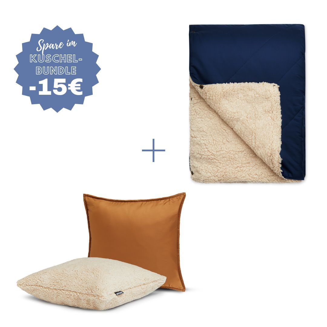 #farbe Kuscheldecke_dunkelblau #farbe Kissenbezug_karamell