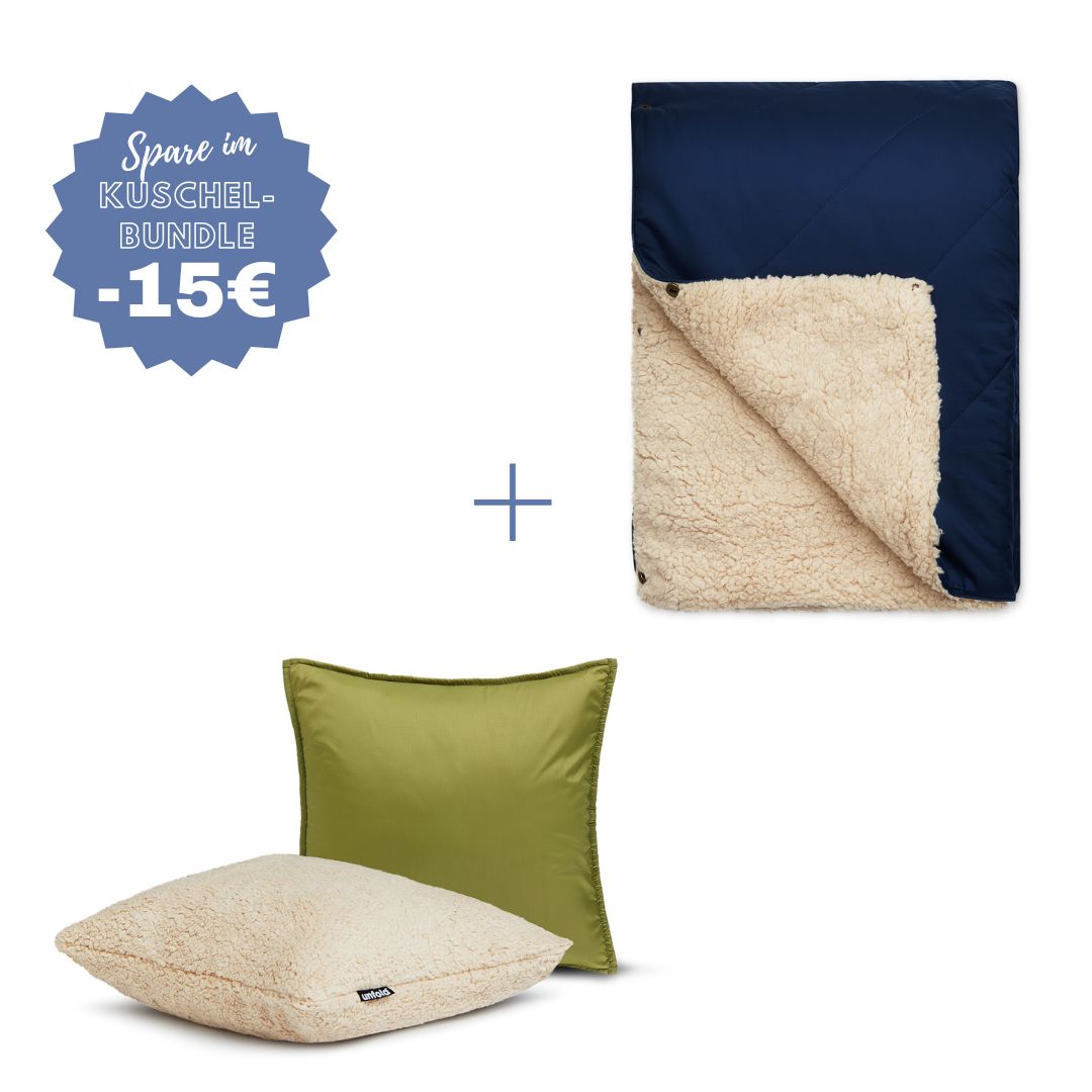 #farbe Kuscheldecke_dunkelblau #farbe Kissenbezug_oliv