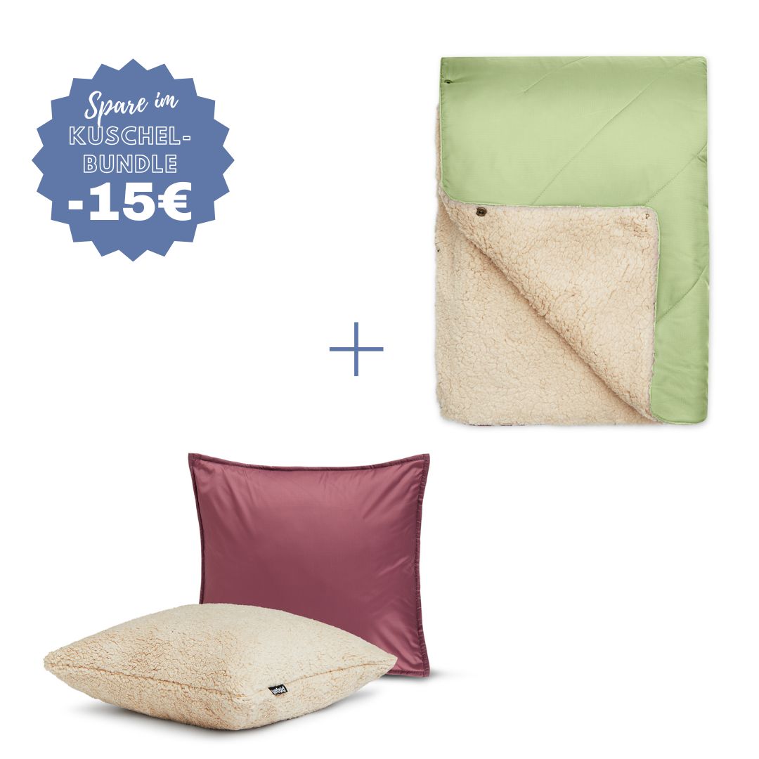 #farbe Kuscheldecke_salbei #farbe Kissenbezug_beere