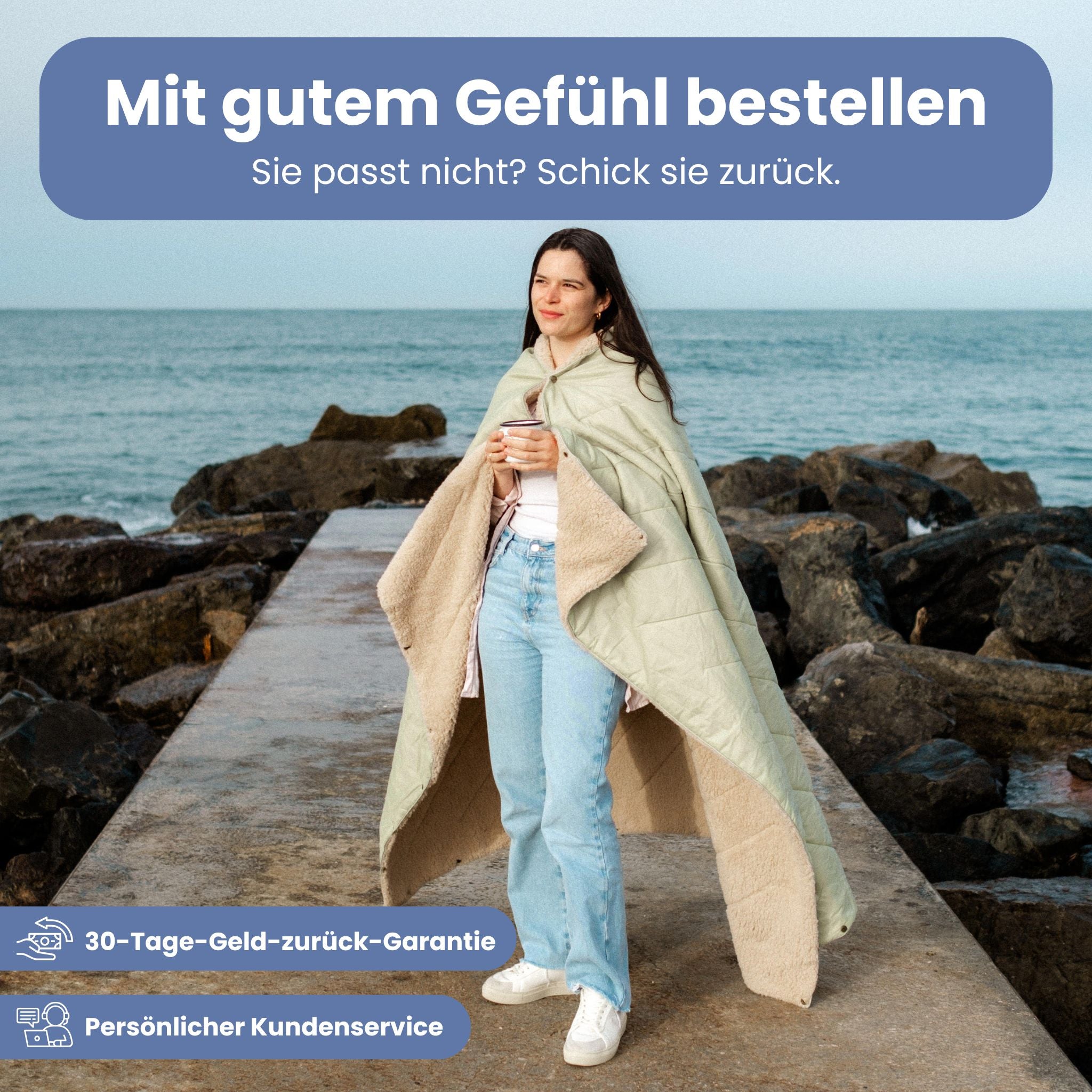 Warme Kuscheldecke weich, groß & recycelt