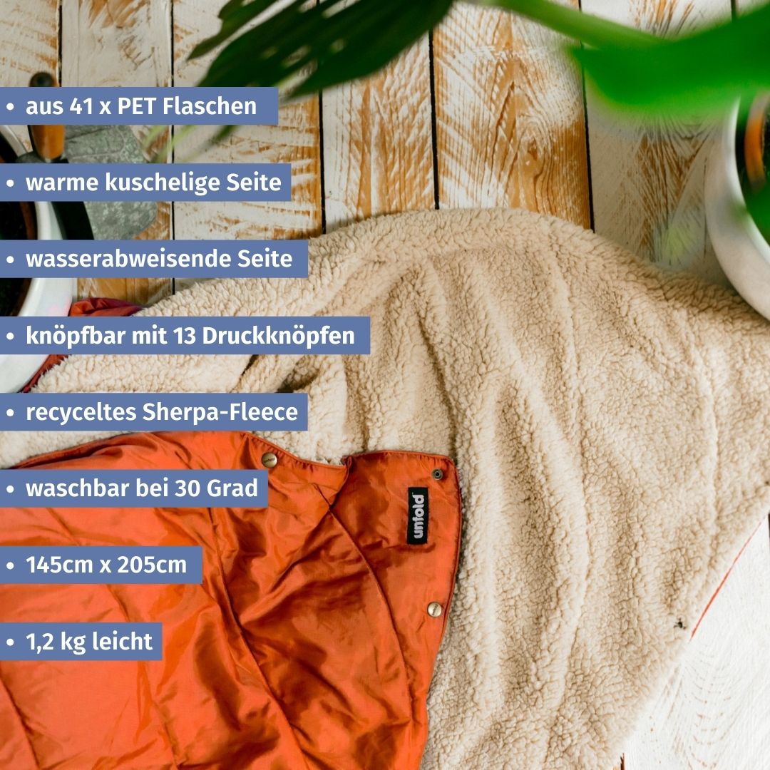 Warme Kuscheldecke weich, groß & recycelt