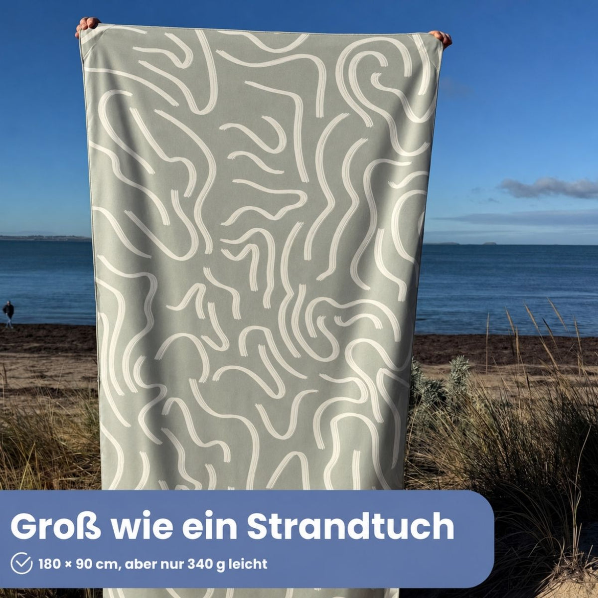 Reisehandtuch 180x90cm groß, schnelltrocknend & recycelt