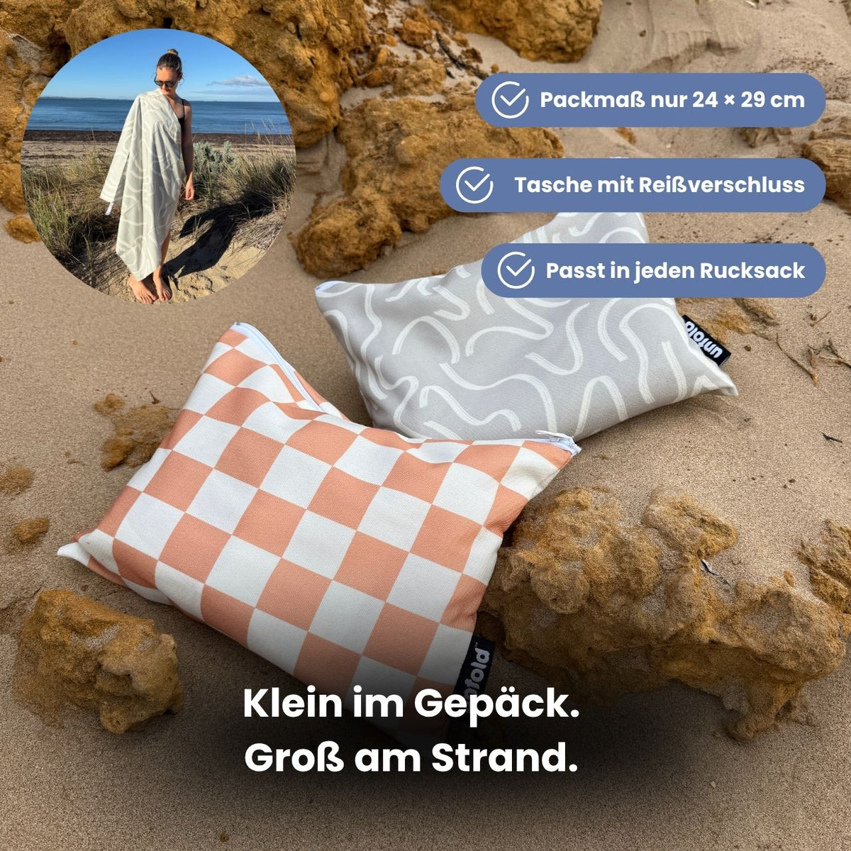 Reisehandtuch 180x90cm groß, schnelltrocknend & recycelt