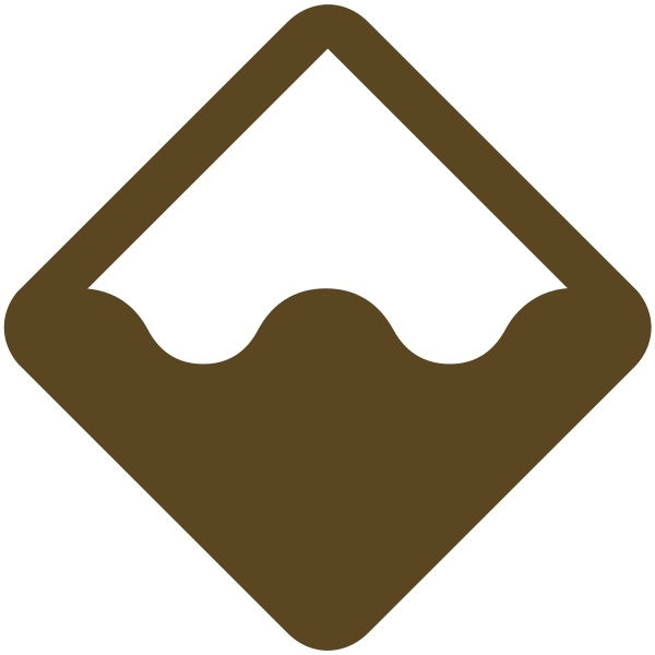 braunes Piktogramm, welches Wellen in einem Quadrat zeigt um zu symbolisieren, dass die Decke waschbar ist